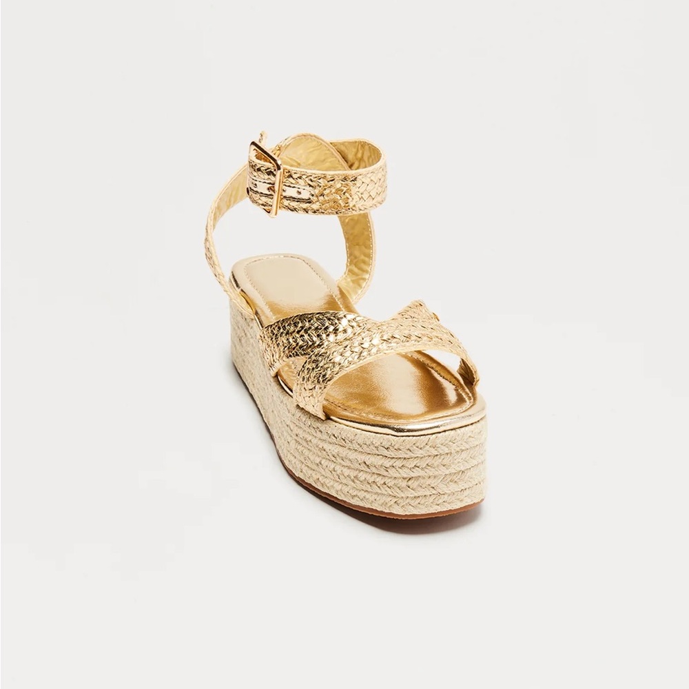 Gold metallic platform wedges